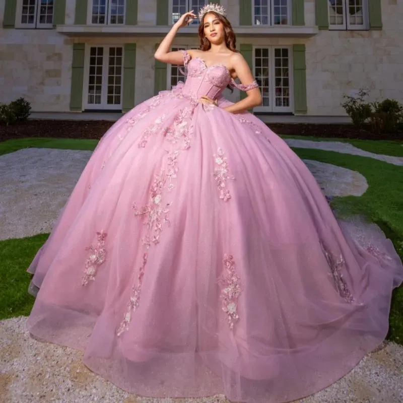 Off The Shoulder Appliques Tulle Ball Gown,Sweet 16 Dress,Y2462 main image 0