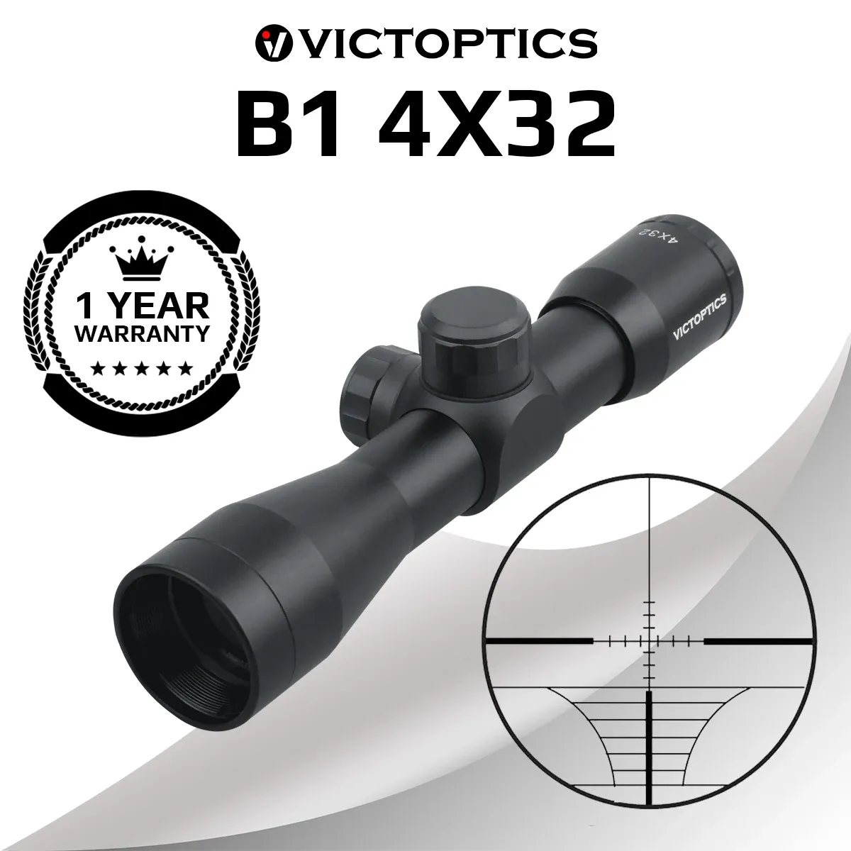 Optics Victoptics B1 4x32 Ambito compatto Dimensione compatta da 25,4 mm 1 pollice tubo 1/4 torretta in stile tattico MOA per Airsoft .223 5,56 mm