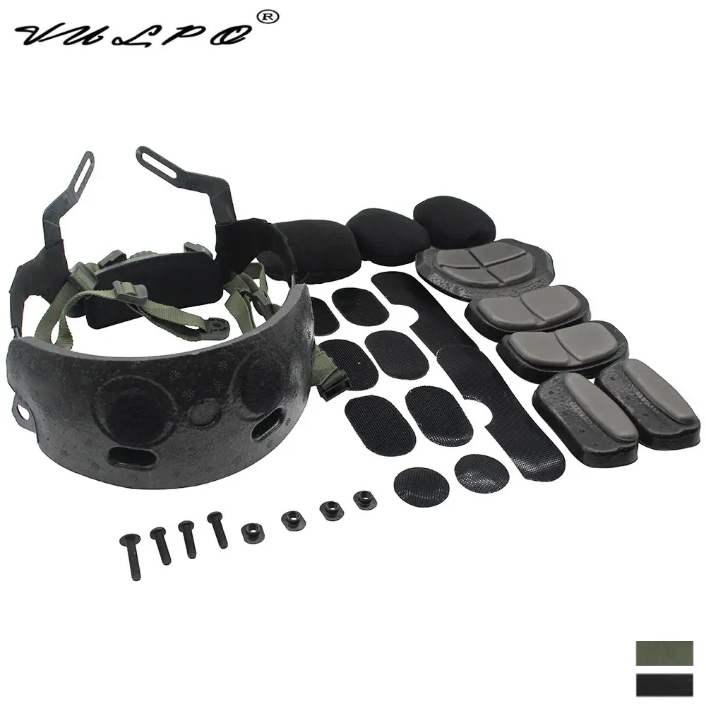 ヘルメットVulpo Ach Occdial Liner Kit調整可能なフルセットヘルメット内側サスペンションシステムストラップエアソフトハンティングミック高速ヘルメット