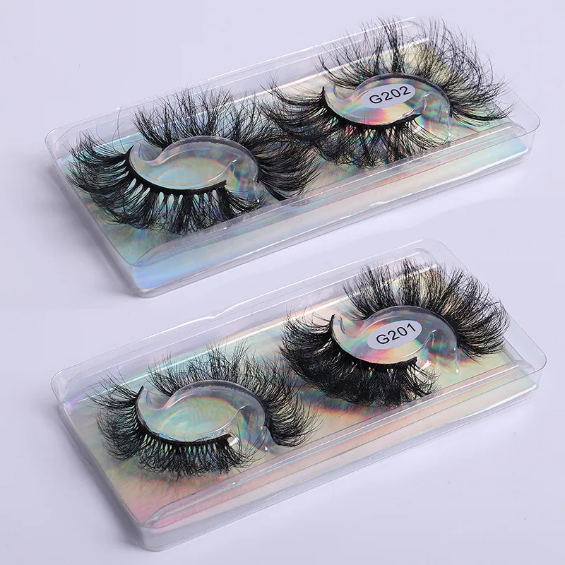 Mink Lashes Fluffy Soft Wispy Natural Cross Multiple layers Thick Eyelash Extension Reusable Lashes Mink 8D False Eyelash 2pairs in 1 box