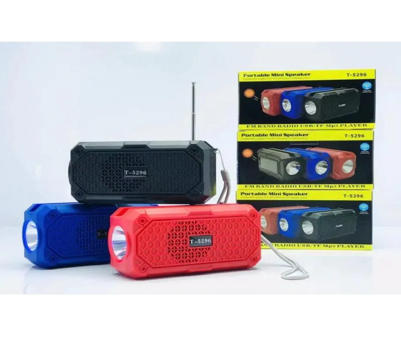 T-5296 Солнечный беспроводной динамик Bluetooth Portable Home Outdoor Subwoofer Music Multimedia O Стерео объемного звучания TF Flashlight9779418