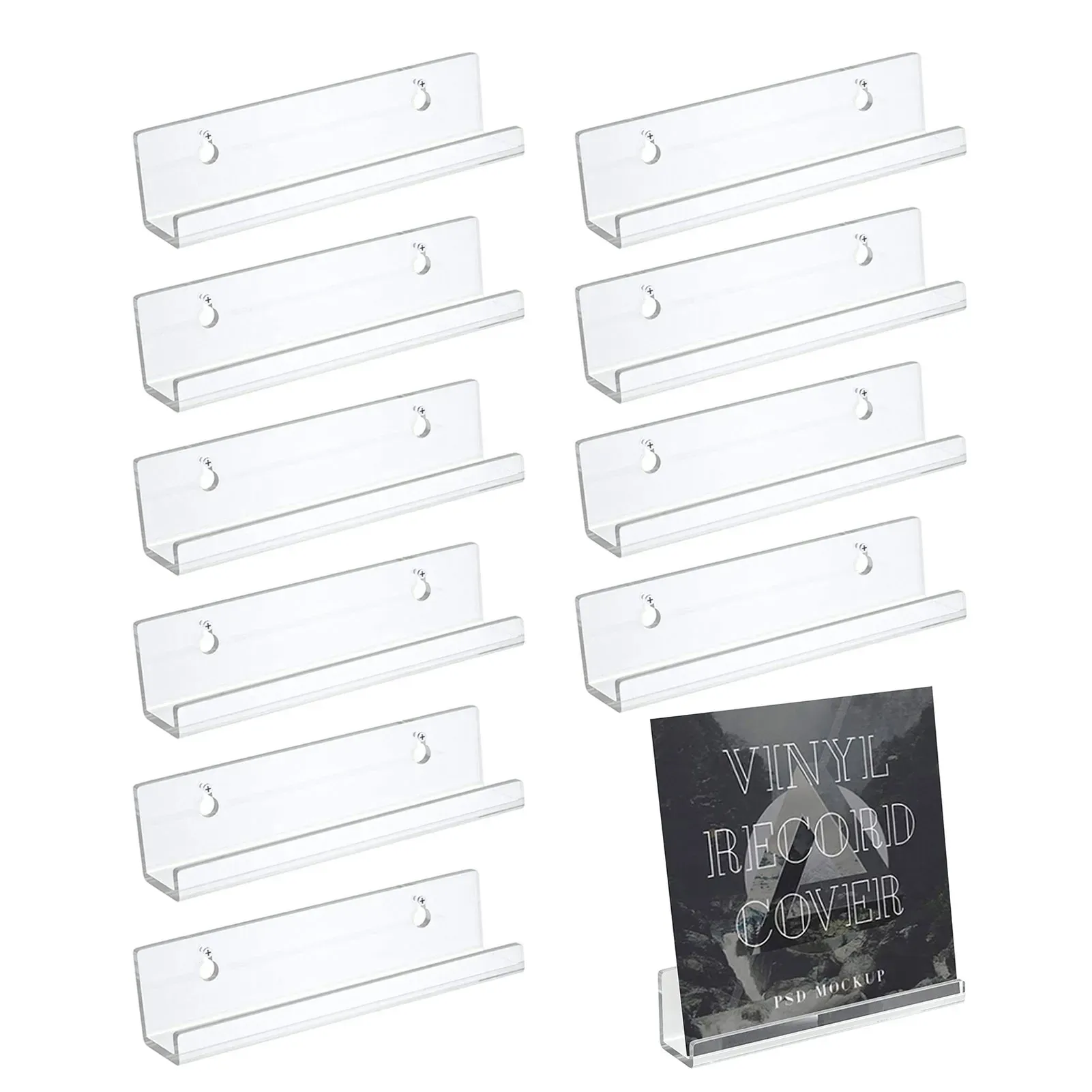 Racks 6/10pcs Acrylic Shelves For Records Wall Mount Display Shelf Record Holder Clear Acrylic Record Storage Shelves For Vinyl Album