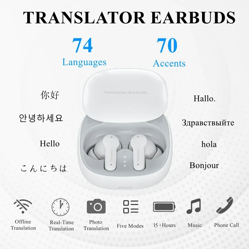 Übersetzer Wooask Realtime Language Übersetzer Instant Voice Übersetzer Ohrhörer Wireless Bluetooth Headset 144 Sprachen M3