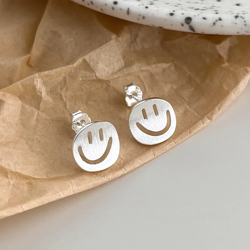 Earrings BF CLUB 925 Sterling Silver Vintage Smile Face Earrings For Women Trendy Earring Jewelry Prevent Allergy Party Accessories Gift