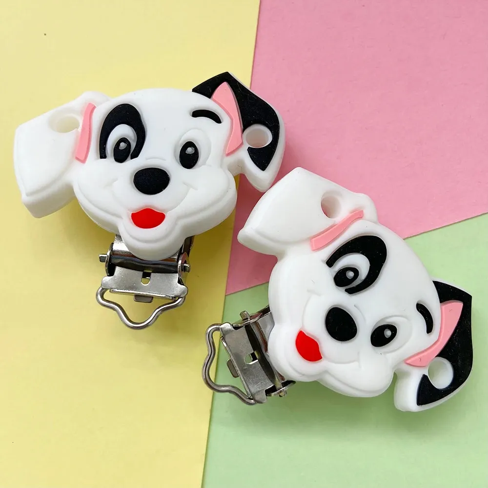 10pcs Silicone Dalmatians Pacificier Clips DIY Collier de dents de bébé Perles à mâcher pour les accessoires de chaîne 240415