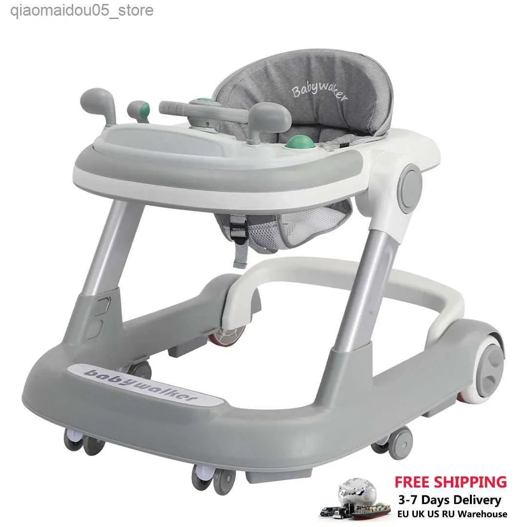 Baby Walkers Ubravoo 2-en-1 Toddler Push Baby Walker avec plateau d'alimentation détachable et plateau de musique Activité pliable Walker pendant 6-18 mois Q240423