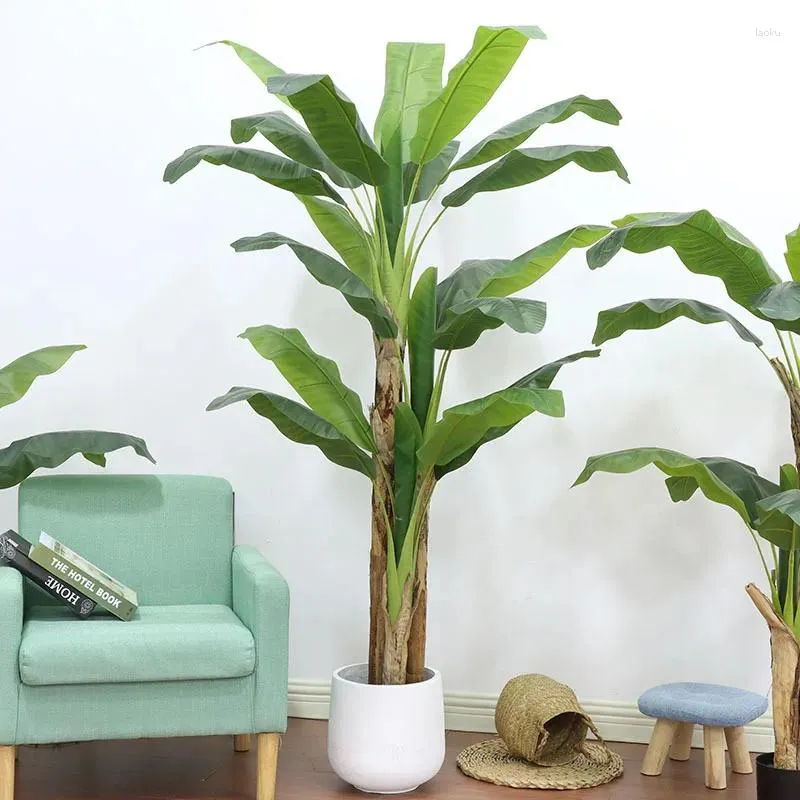 Fleurs décoratives 1.8-2,1 m simulation banane plante en pot plante intérieure de décoration douce de jardin et jardinière faux vert tropical arbre