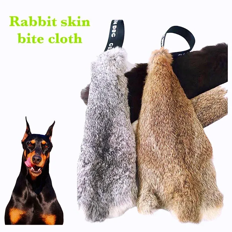 Equipment HighQuality Rabbit Skin Dog Bite Cloth Dog Bite Tug Toy Young Dog training interactive supplies Dog Chewing Toy Pet Supply