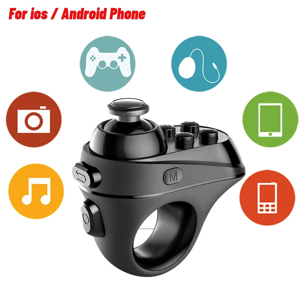 SPIJKERPISTOLEN R1 Kształt pierścienia Bluetooth VR kontroler bezprzewodowy gamepad dla iPhone'a z Androidem telefonem słuchawkowym do ładowania zdalnego kontrolera VR