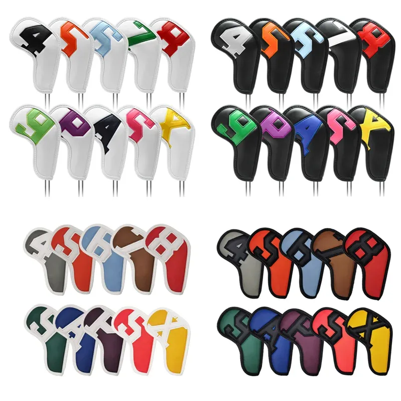 Products 10pcs Set Golf Iron Club Head Cover Sport Accessories Wedges Covers 49 Aspx Gradients Number Ball Rod Head Protective Case