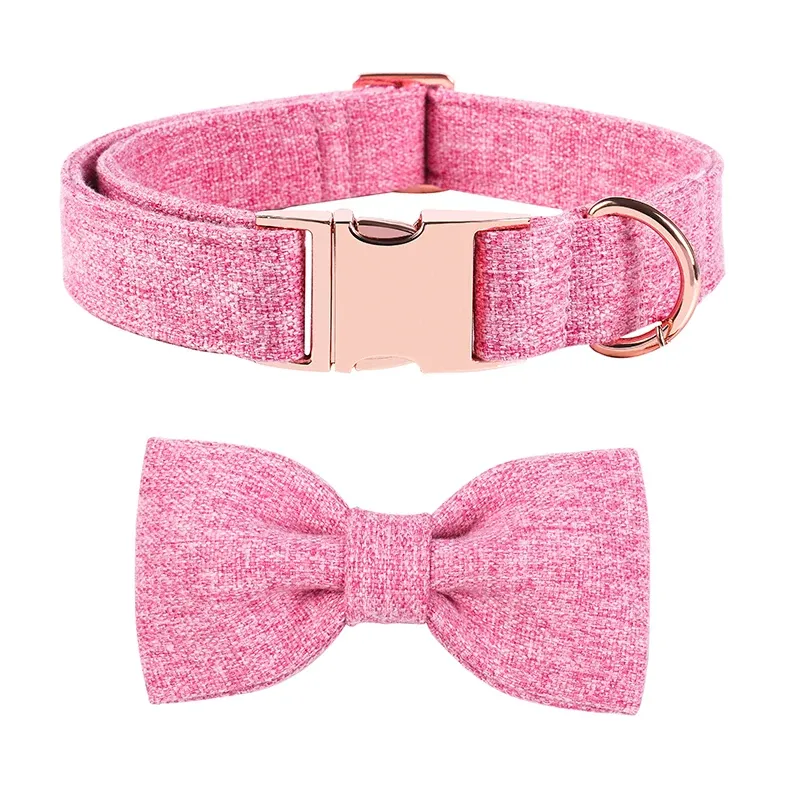 Kragen einzigartige Stilpfoten rosa Baumwollhundkragen Bow Leine Set für große und kleine Hunde Weihnachtshundkragen