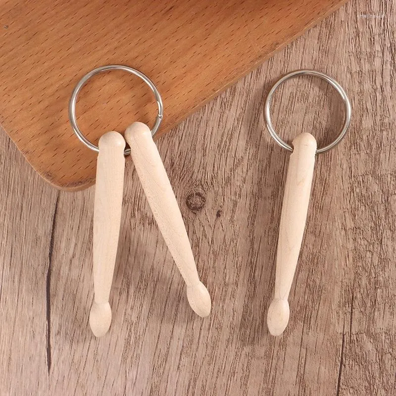 Keychains 1pc Mini tambour bâtonnets Keychain Wood Drumsticks Key Anning Chain Keyfob Percussion Gift Stick Accessoires suspendus