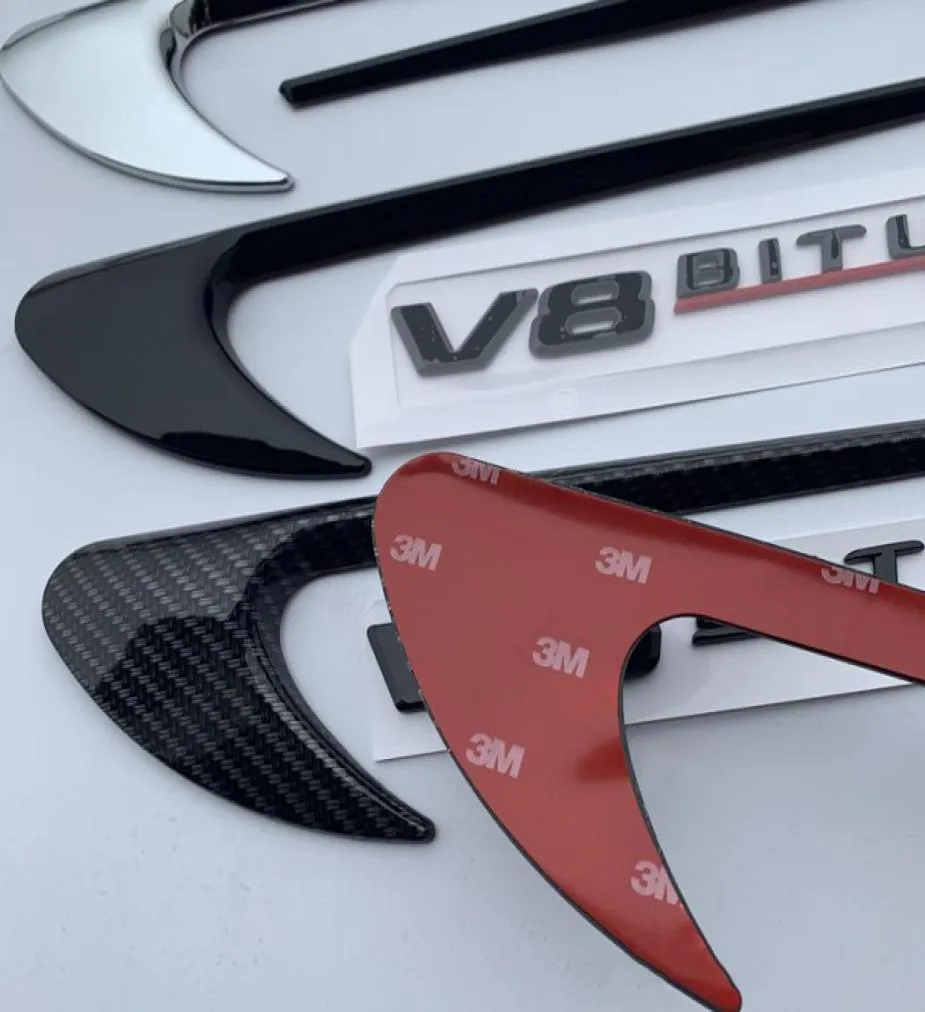 Vent Fender Trim Emblem Blade Logo V8 biturbo 4matic dla Mercedes Benz AMG V8 C200 C300 E300 E400 W213 Stylizacja Stylowa STYKA STYKA 6562165