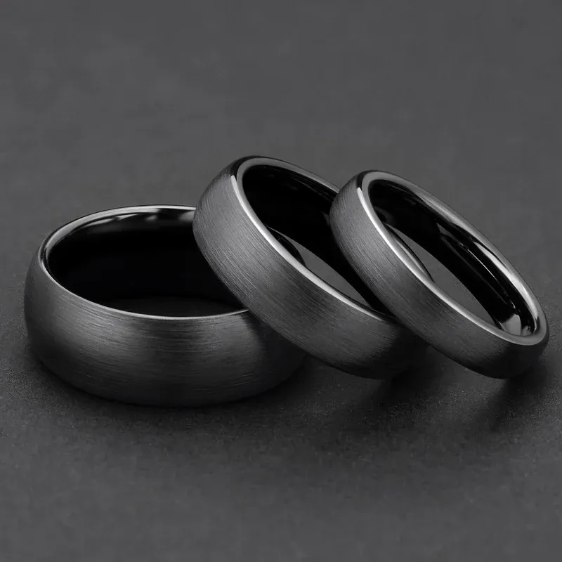 Banden Tigrade keramische geborstelde zwarte ring voor mannen vrouwen 4/6/8mm breedte tendy mannelijke trouwring matte anillos mujer plus maat