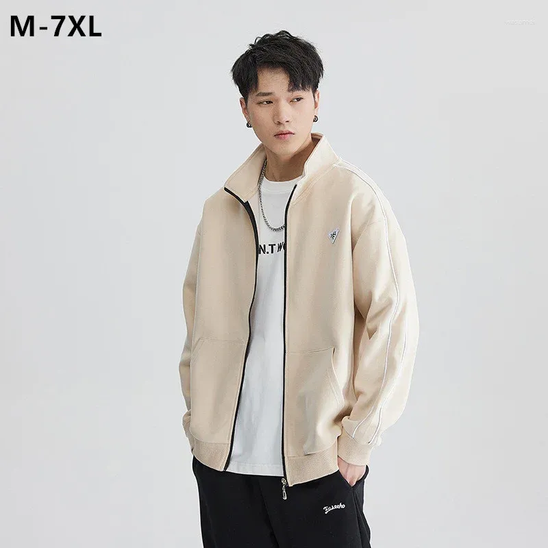 남자 재킷 스포츠 재킷 지퍼 스웨트 셔츠 남자 플러스 크기 7xl 6xl 5xl 4xl o- 넥 느슨한 옷 십대 소년 패션 가을 남성 코트