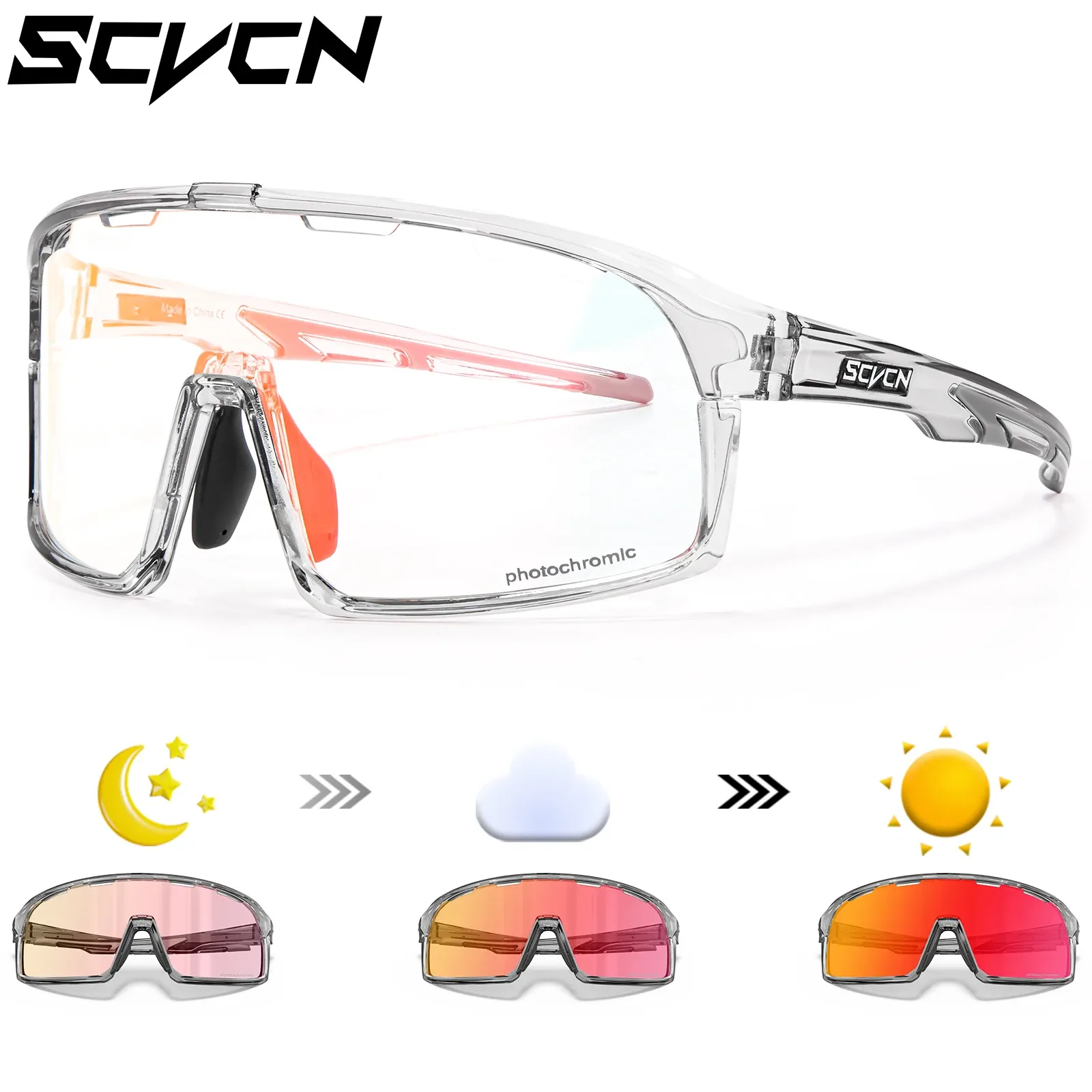 Sunglasses SCVCN Outdoor Photochromic Sunglasses MTB Sports Cycling Glasses Goggles Road Bicycle Bike Glasses Men Women Cycling Eyewear