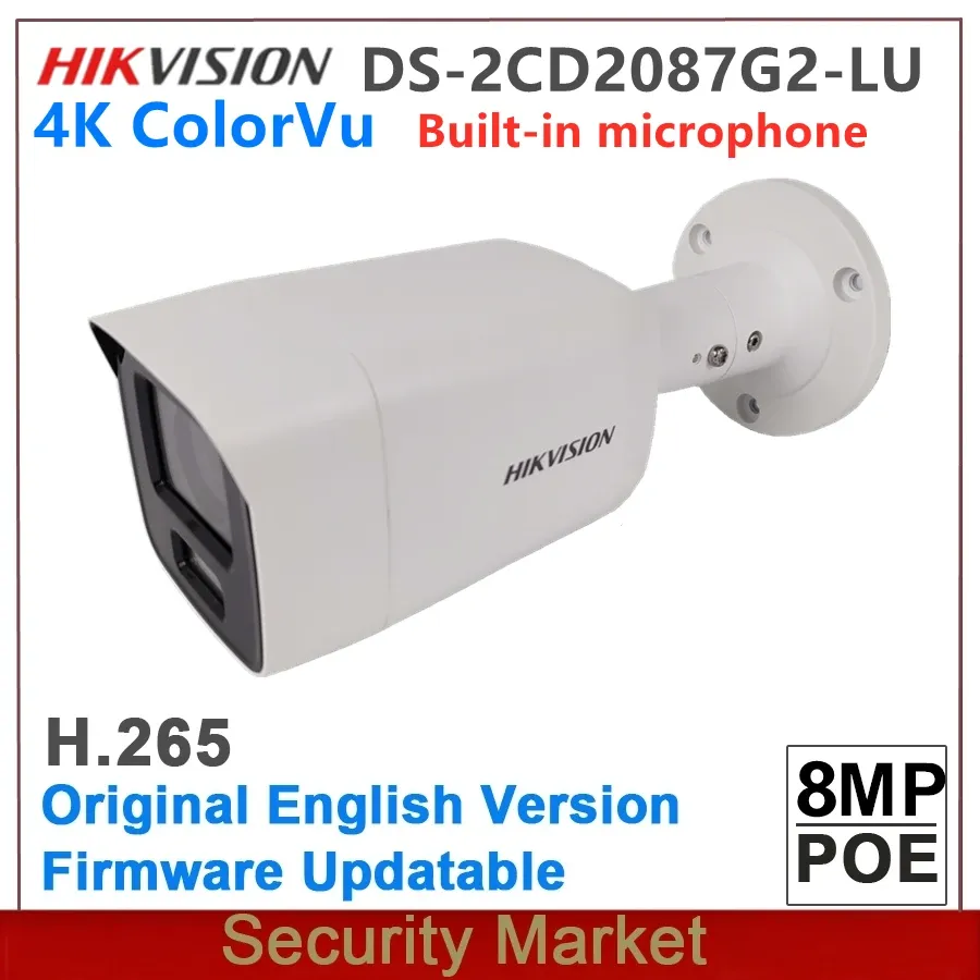 Lens Original Hikvision med logotyp DS2CD2087G2LU 4K 8MP Byggt Microphon ColorVU Fixed Bullet Network Camera