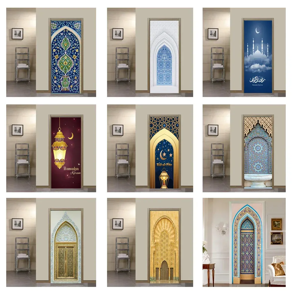 Kläder självhäftande dörr klistermärke hem dekor konst väggmålning vardagsrum muslim