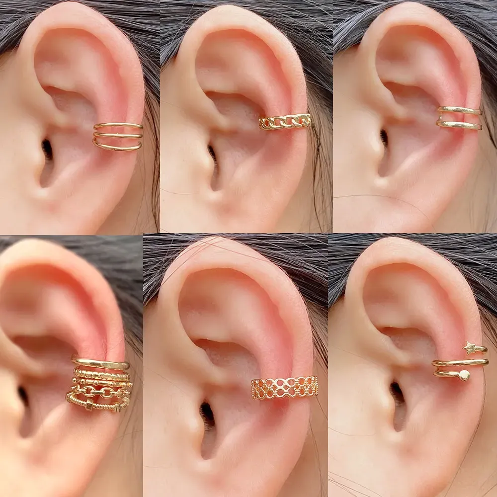 Earrings 15 Designs Ear Cuffs Clip On Non Pierced Hole Ear Cuff Fake Without Piercing Cartilage Conch Earring Adjustable Earing