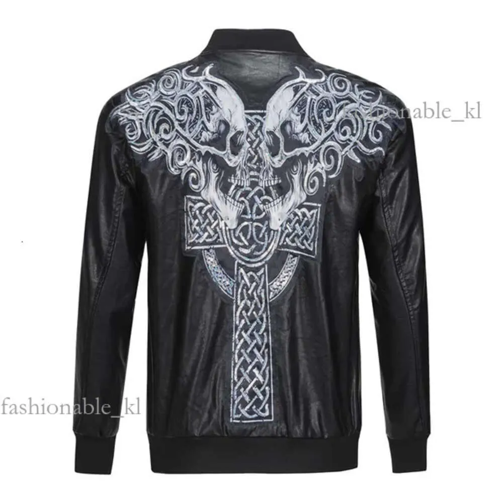 Philipp Plain Designer High Quality Luxury Fashion Men's PP Skull Embroidery Leather Fur Jacket Thick Baseball Collar Jacket Coat Simulation 269