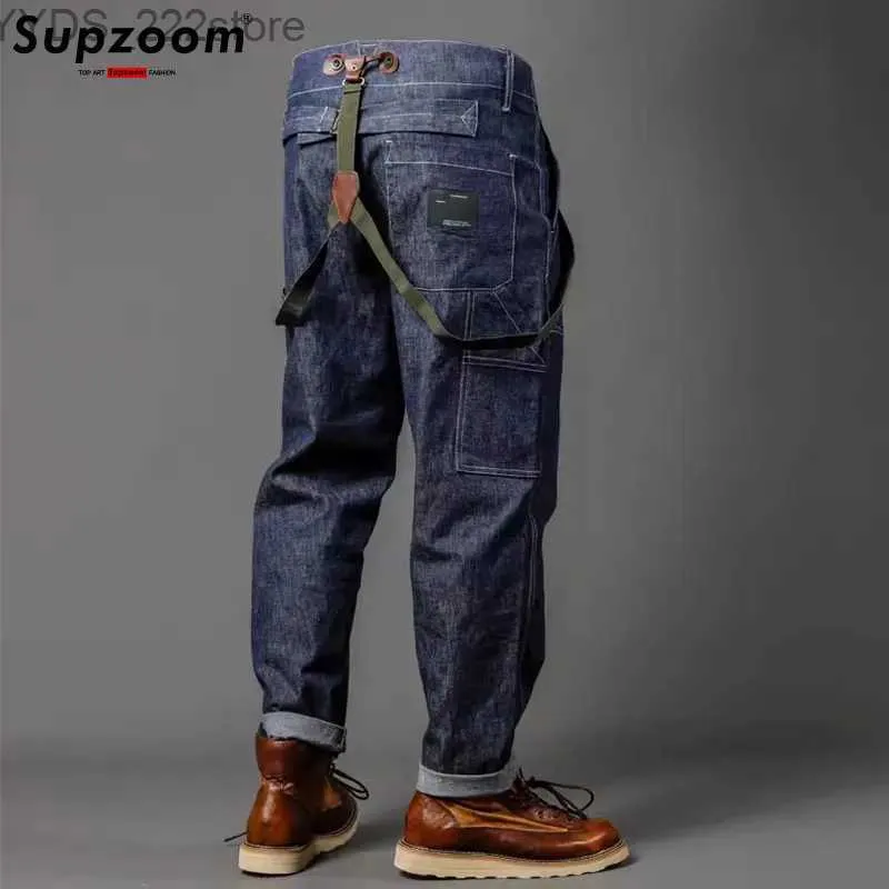 Jeans femininos Supzoo chegou ao topo da moda de linha para uniformes casuais de outono e inverno masculino de gordura solta jeans de cargo de bolso YQ240423