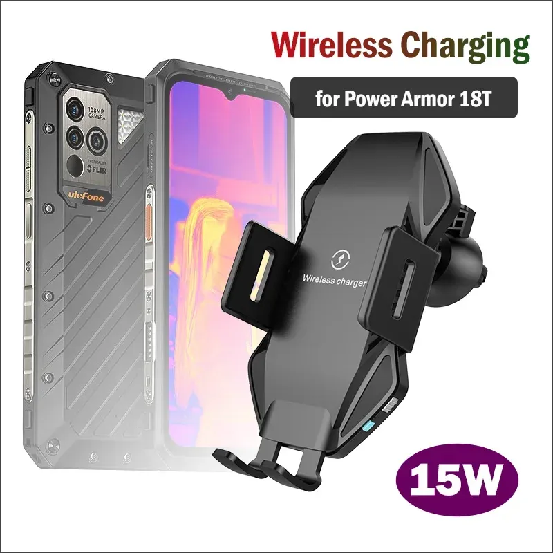Chargers 15W Fast Car Wireless Charging Stand for Ulefone Power Armor 18 18T Car Holder Qi Wireless Charger Pad for Ulefone Armor 18T 18