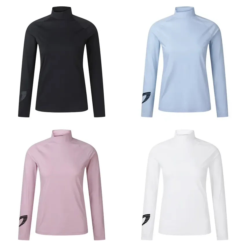 Camisas de golf para mujer caída hombro de manga larga de manga larga de fondo de fondo transpirable y verano delgado versión coreana ropa de golf de golf