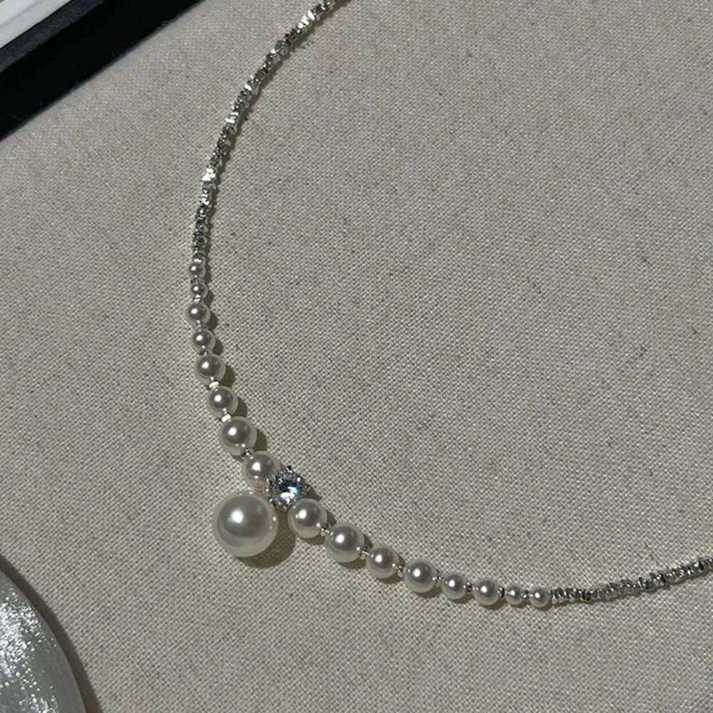 Collane Swarovski Collane a pendente Catena del collo d'argento stesso francese Shijia Pearl Collana Christmas and San Valentino Regalo per le donne