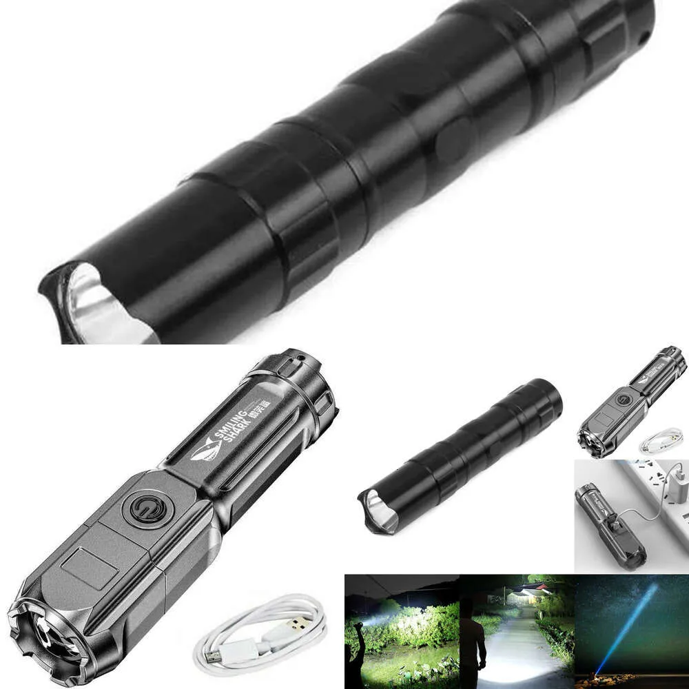 New New Car Strong Lighting Flashlight Work Light Highlight Rechargeable Zoom Tactical Outdoor Night Camping Portable LED Torch Lamp