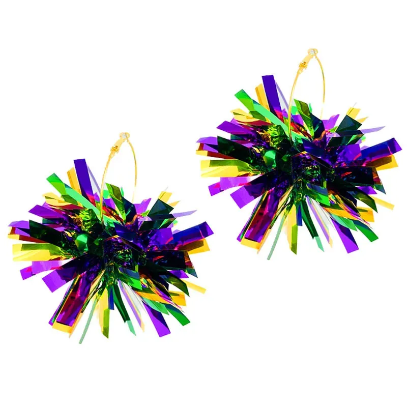 Earrings Mardi Gras Festivals Parade Dress Glitter Ball Hoop Earrings for Women Outdoor Karneval Gift