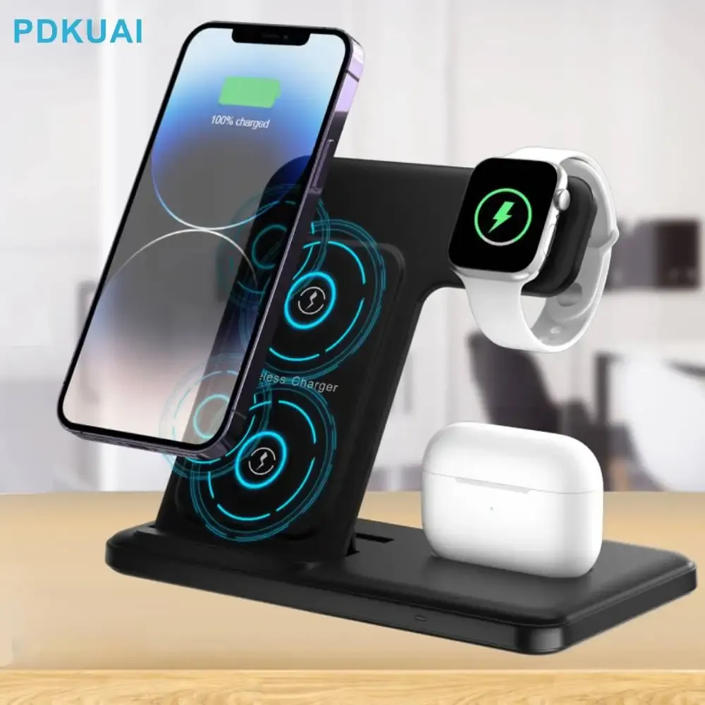 Laddare Ny 20W 3 i 1 trådlös laddningsstativ för iPhone 14 13 12 11 Max Fast Foldble Charging Dock Station för Apple Watch AirPods Pro