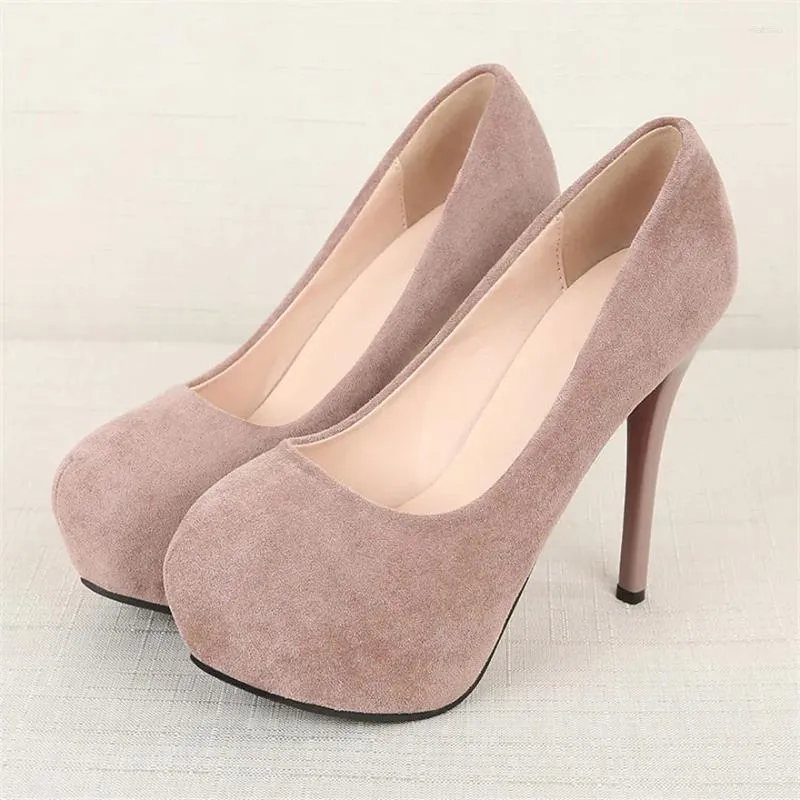 Dress Shoes 10/12CM High Heels Ladies Office Prom 2024 Fashion Platform Solid Flock Stiletto Female Black Nude Pumps Party Shallow