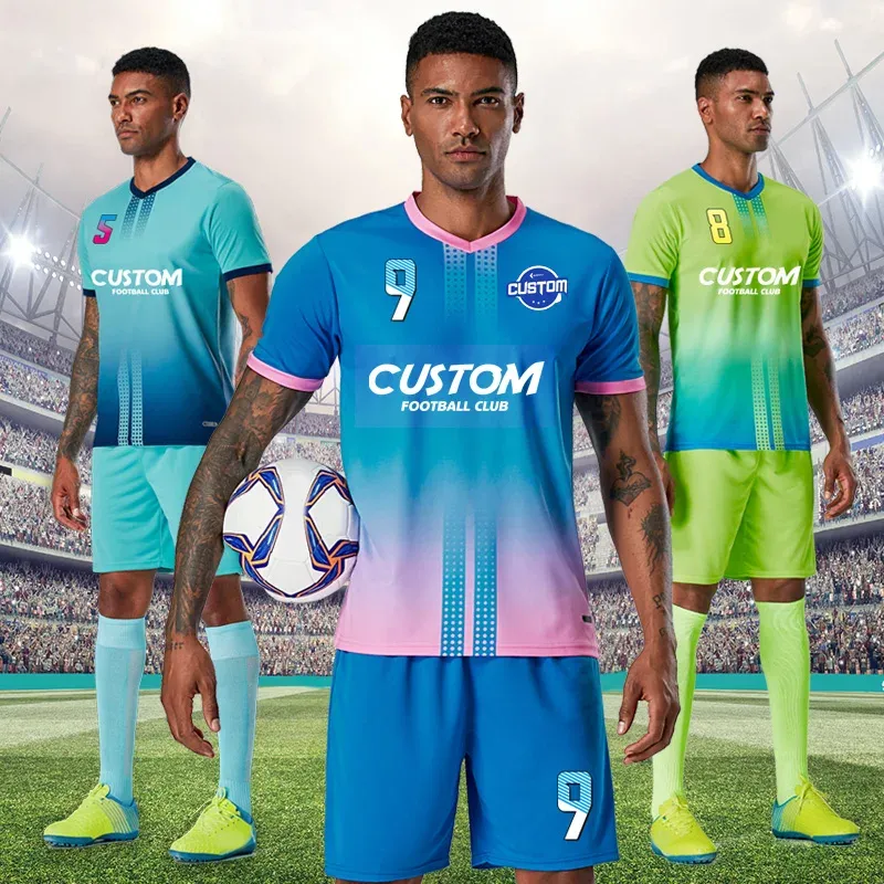 Suéteres personalizados personalizados infantis de futebol jersey homens meninos uniformes de futebol define a manga curta uniforme de futebol de futebol adulto Jersey de futebol