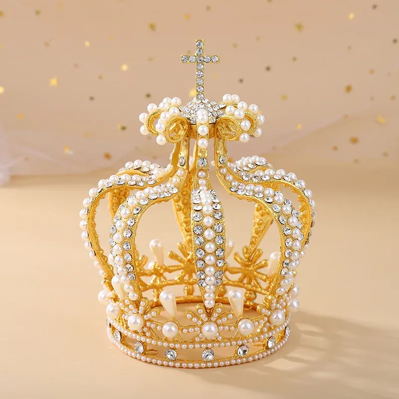 Gioielli Crodetta da sposa personalizzata King Banchet Corona Rinestone Crystal Pearl Perline Beauty Belleant Crowns Tiaras