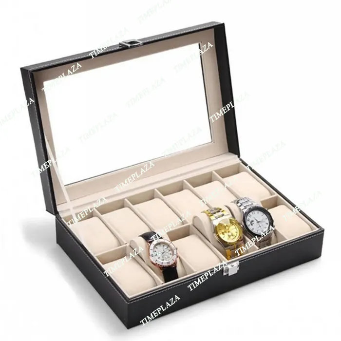 Faux lederen horloges Case 12 roosters sieradenring met opbergdoos Organisator grote capaciteit Watch box Hoge kwaliteit