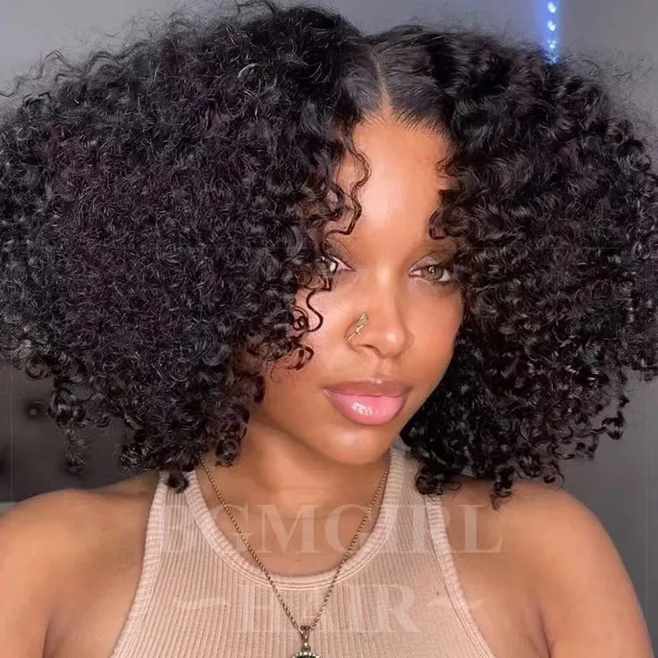 Wear and Go Glueless Wig Kinky Curly HD Lace Closure Wigs Short Curly Bob Lace Front Wigs Human Hair for Beginners Bob Wigs 180%