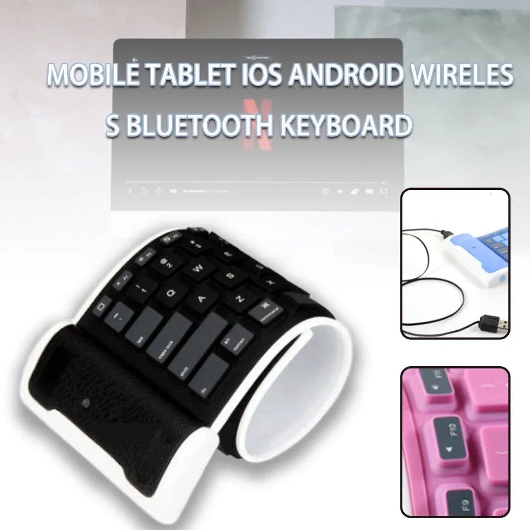 Keyboards Wireless Bluetoothcompatible Keyboard Charging Portable Foldable Mini Silicone Soft Keyboard For PC Tablet Smartphone
