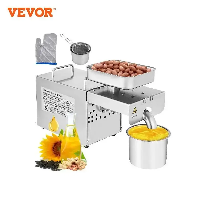 Presseurs Vevor Electric Huile Extracteur Machine de presse d'huile automatique pour la maison Utilisation commerciale Sesame Canola Se graines de tournesol Peanuts noix