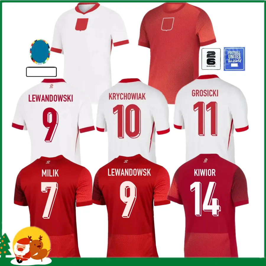 2024 Lewandowski Soccer Jerseys Polonia 2025 Red White Grosicki＃11 Piszczek Milik Jerseys Footbale Men Shirts Uniforms Men S-XXL Polands 24 25