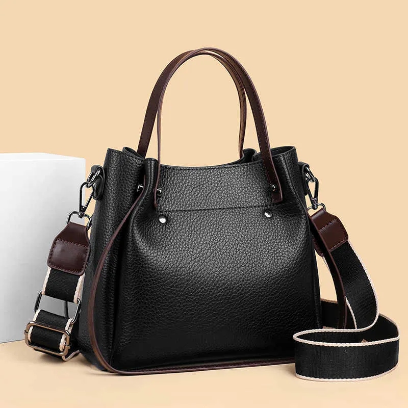 Crossbody Womens Bag 2024 Wassereimer vielseitiger Stil breiter Schultergurt Trendige Handtasche