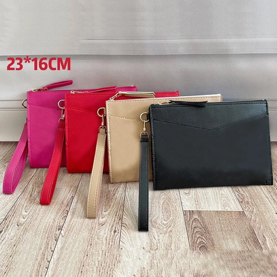 Clutch Pochette Ladies Torby moda mężczyzn ręka podkładka klasyczna okładka dokumentu nadgarstka pochettes z torbą do kurz182c