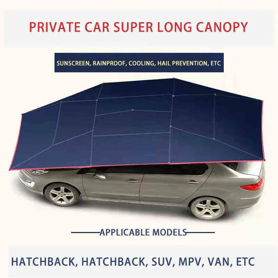 Car Sunshade Roof Sunscreen Heat Insulation Hail Proof Leaves Outdoor Parking Sunshade Mobile Garage Automatic Car Umbrella Fold H220425 2101