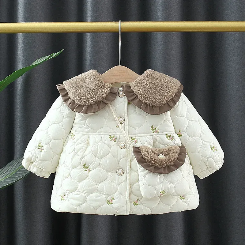 Coats Winter Newborn Baby Girl Clothes Print Thick Warm Outerwear for Girls Baby Clothing Cotton Christmas Sweet Princess Baby Coats