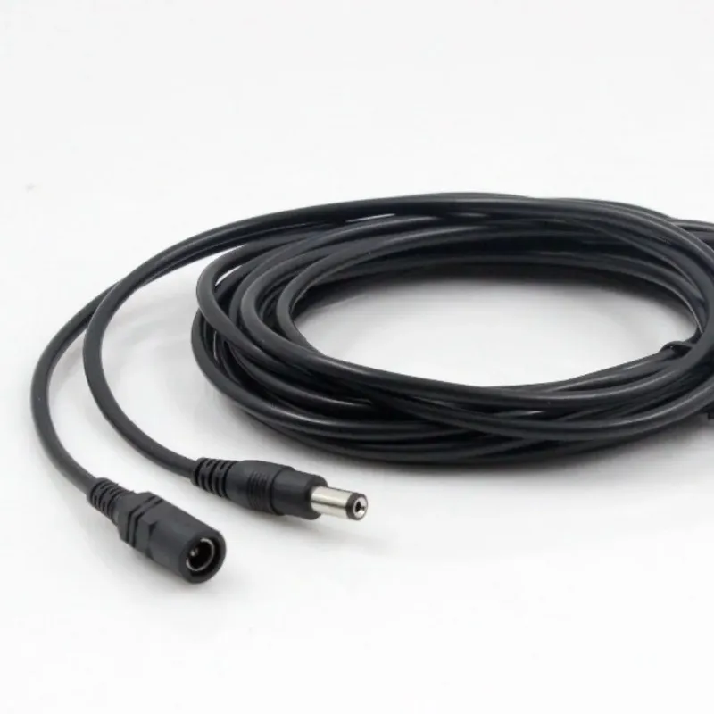 Ny DC12V Power Extension Cable 2.1/5.5mm anslutningshane till kvinna för CCTV Security Camera Black Color 16.5FEET 5M 10M Power Cable Power