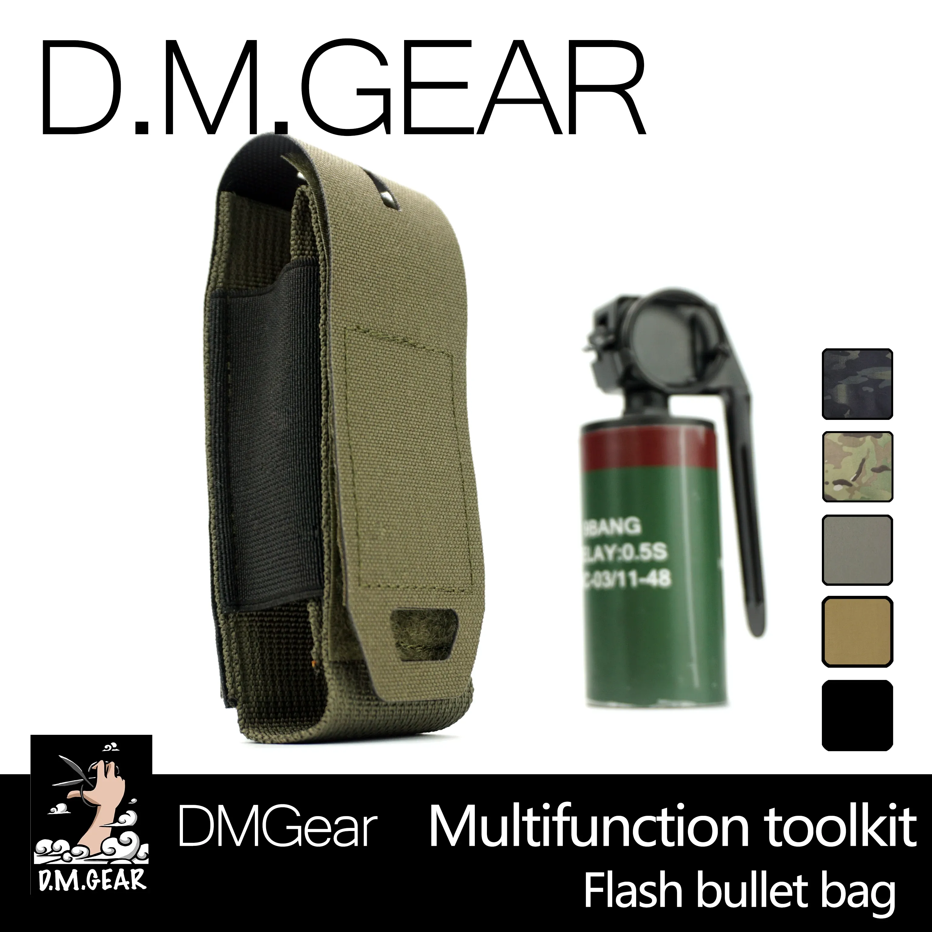 Holsters dmgear Militaire Dan Grenade Flashbang Pouch Tactical Gear Airsoft Accessoires Molle Multicam Ranger Groene zaklamp Grana
