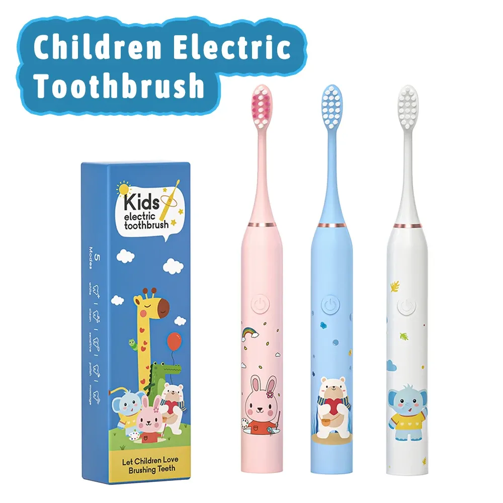 tandenborstel 2023 Kind Sonic Electric Tooth Brush Elektrische USB Cartoon Tandenborstel voor kinderen Vervang Tandenborstel Kinderen Tandenborstel Elektrisch