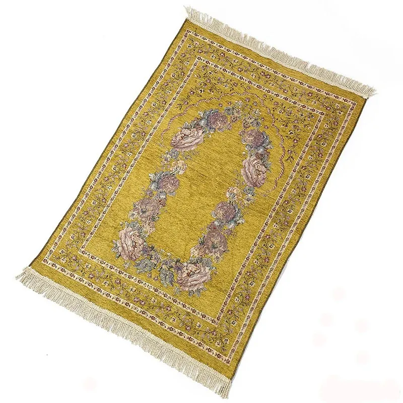 VIP Cotton Chenille Moslim Gebed Mat Tapijt Tapijt Dekenlamitische Worship Tapijt Tapijt Decoratie Tassel slaapkamer Woonkamer Tapijt 240409