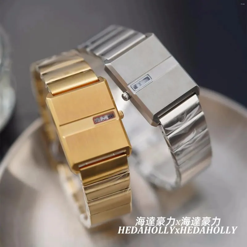 Armbanduhren 2024 Frauenwache Einfache Edelstahluhr Cooler Retro -Stil Square Date Japanische Bewegung als Geschenkkalender