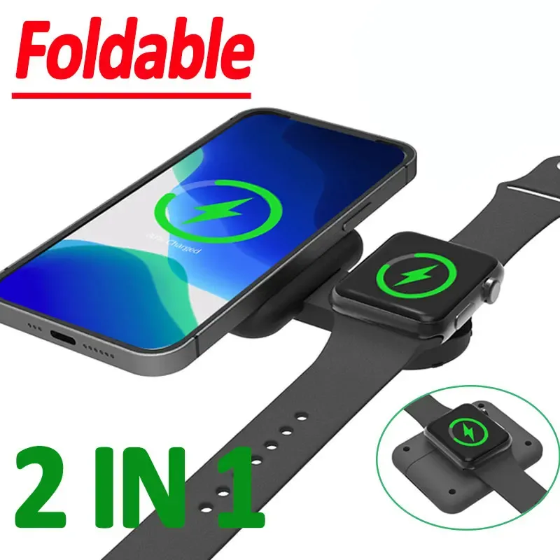 Laddare 2 i 1 30W trådlös laddningsstativ för iPhone 14 13 12 Pro Max Samsung Iwatch AirPods Foldbar Fast Charging Dock Station