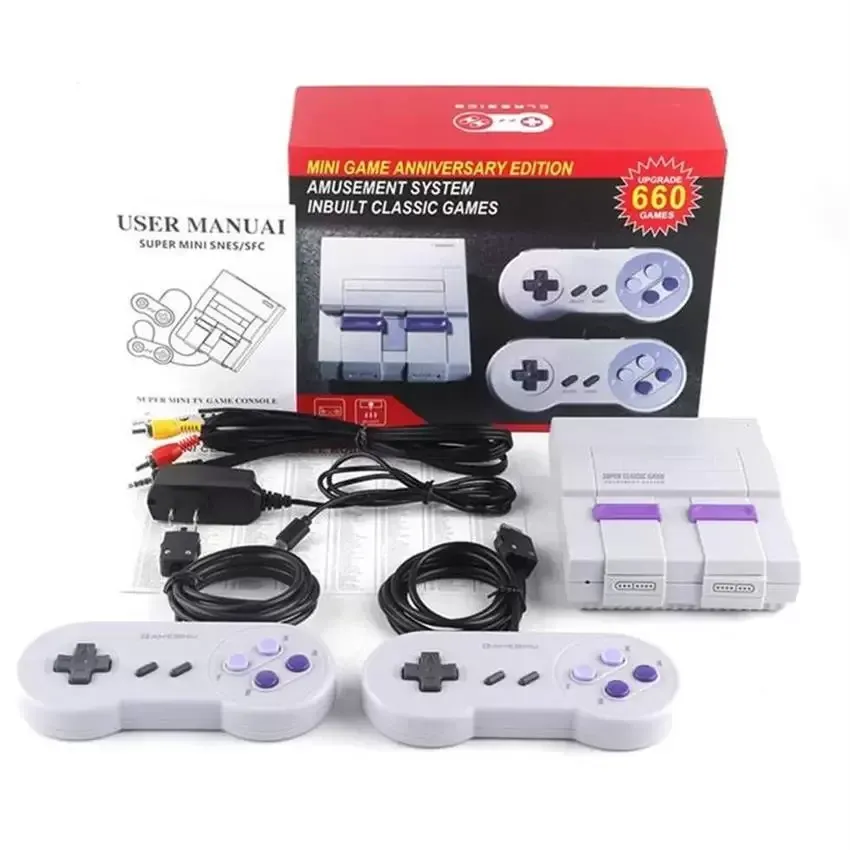 Konsoler Super Classic SFC TV Handheld Mini Portable Game Players Consoles Entertainment System för 660 NES SNES Games Console